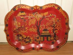 Vintage Metal Tray w/ Chinoiserie Theme by A.O. Davis Co.