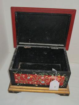 Folk Art Style Painted Wooden Box