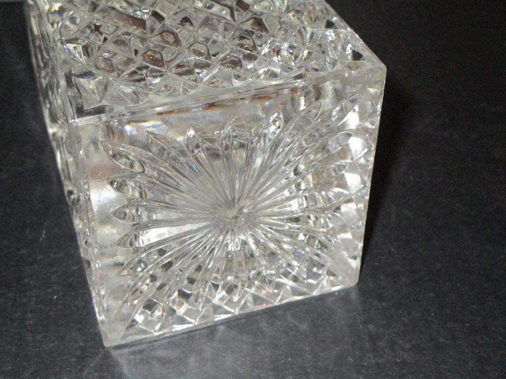 8" Square Pressed Glass Decanter w/ Stopper