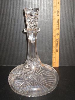 11" Pressed Glass Ships Decanter w/ Stopper