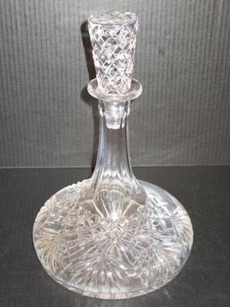 11" Pressed Glass Ships Decanter w/ Stopper