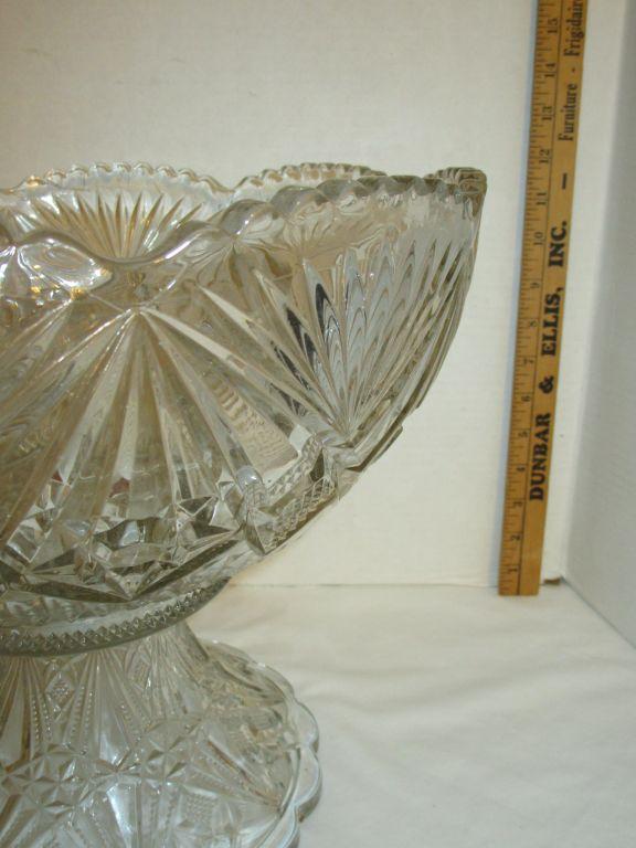 13" Pressed Glass Punch Bowl w/ Stand