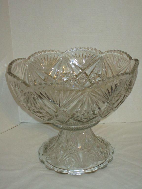 13" Pressed Glass Punch Bowl w/ Stand