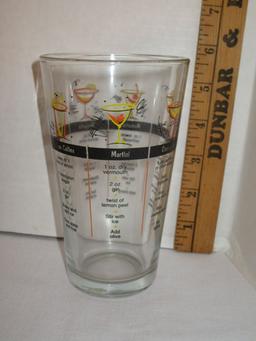 Set of (4) Vintage Cocktail Mixing Glasses - Printed w/ Cocktail Recipes