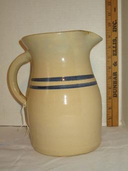 Double Blue Banded Stoneware Pitcher