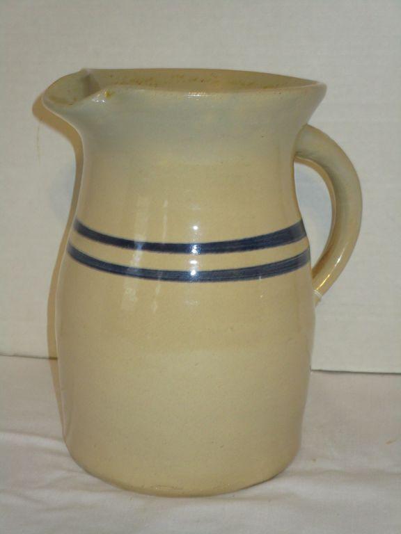 Double Blue Banded Stoneware Pitcher