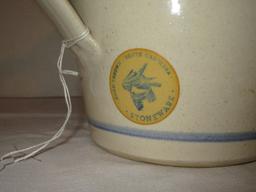 Hand Thrown N.C. Pottery Stoneware Pitcher  w/ Cobalt Wheat Design