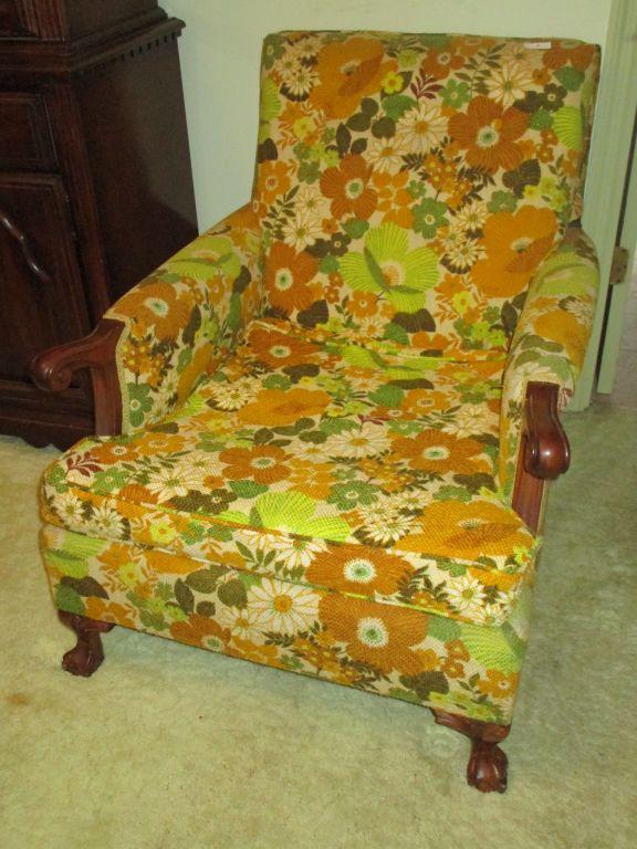 Mid Century Style Upholstered Chair w/ Short Claw & Ball Feet