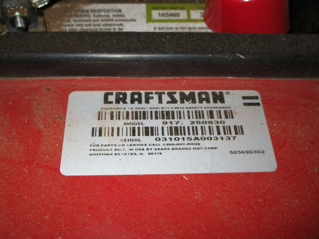 Craftsman Riding Mower w/Key - Model # 917.250830 - Serial # 031015A003137