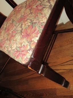 Set of 3 Mahogany Slat Back Chairs w/ Upholstered Seats