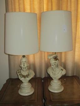 Pair - Roman Bust Lamps