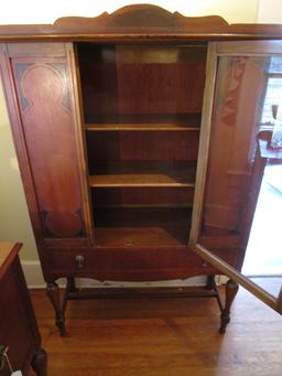 Depression Era Mahogany China Cabinet by Ellison Furniture Co. w/ Original Label