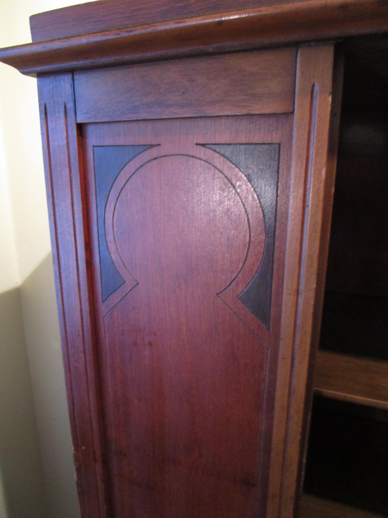 Depression Era Mahogany China Cabinet by Ellison Furniture Co. w/ Original Label