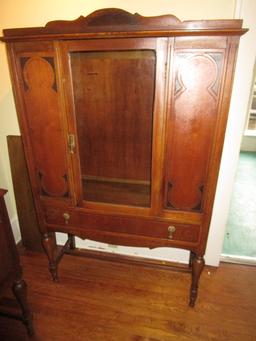 Depression Era Mahogany China Cabinet by Ellison Furniture Co. w/ Original Label