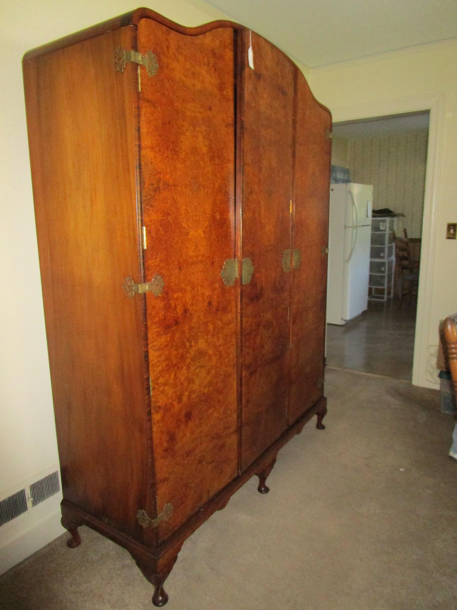 Beautiful Early Armoire w/Birdseye Maple Veneer.  Converted to TV Cabinet