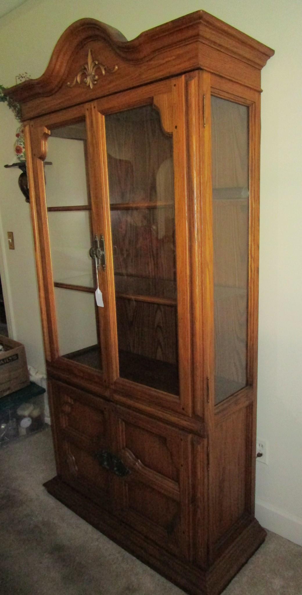 Oak China Cabinet   78 1/2" T x 36" W x 12 1/2" D