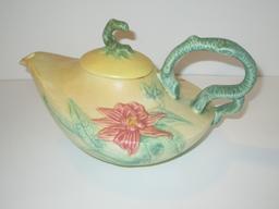 Hull "Woodland" Tea Pot , Cream & Sugar.  Matte Glaze.