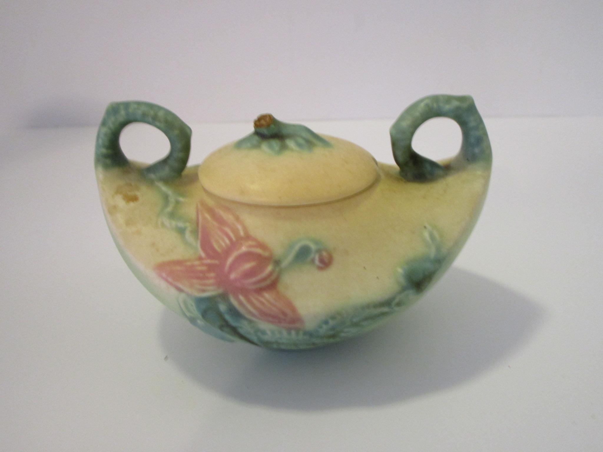 Hull "Woodland" Tea Pot , Cream & Sugar.  Matte Glaze.