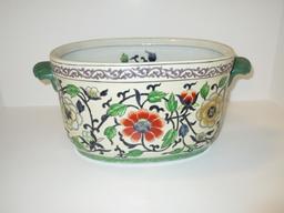 Andrea Cache Pot - Beautiful Floral Design Inside & Out   11" Long x 6"  Tall