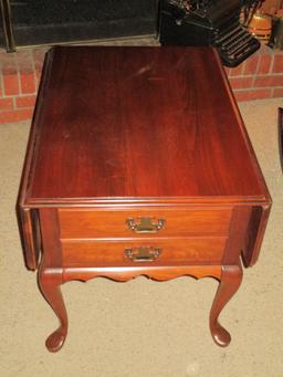 Pennsylvania House Chippendale Style Two Drawer Drop Leaf End Table -Queen Anne Style Legs