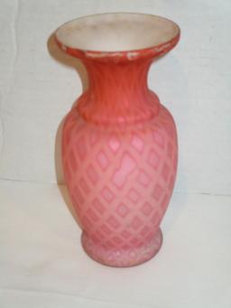 Victorian Satin Quilted Glass Vase