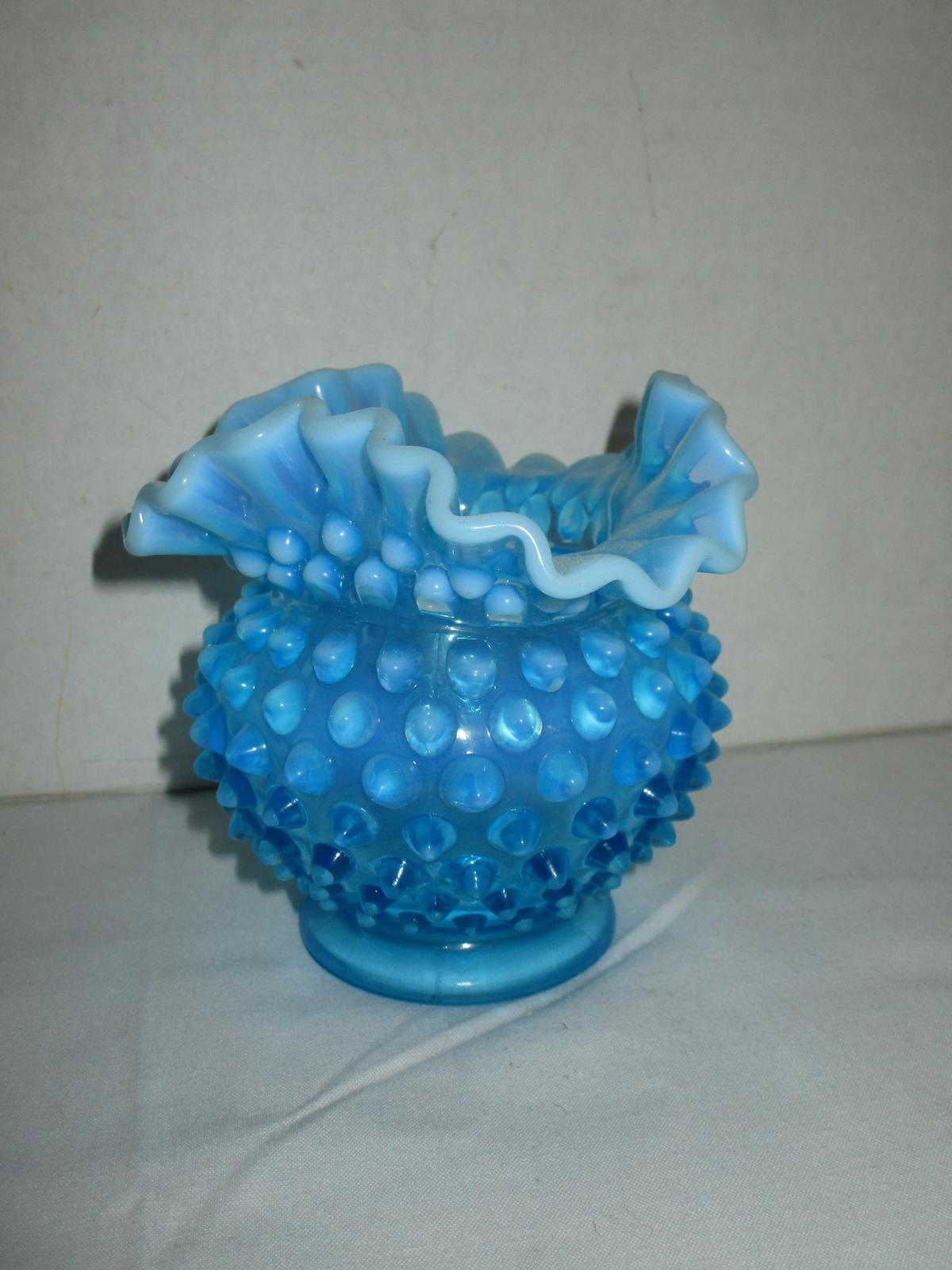 Fenton Blue Opalescent Hobnail Vase