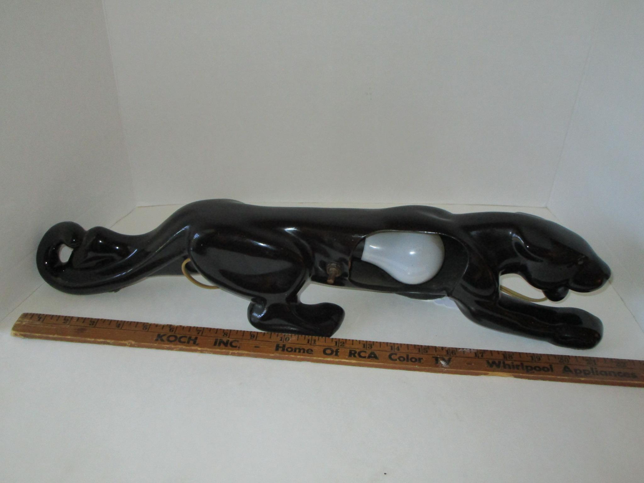 1950'sCeramic Black Panther TV Lamp