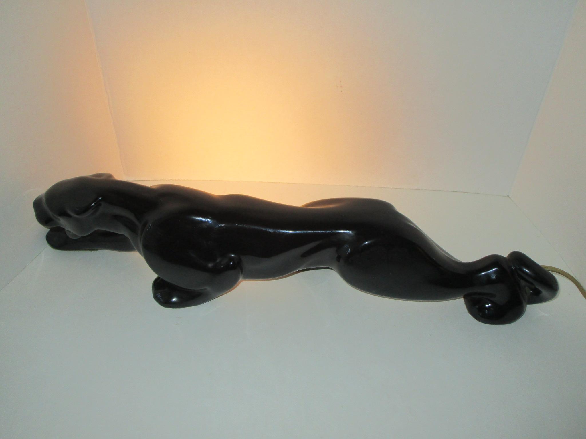 1950'sCeramic Black Panther TV Lamp