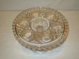 Pressed Glass Pedestal Cake Plate - 6" Tall, 9 1/4" Diam