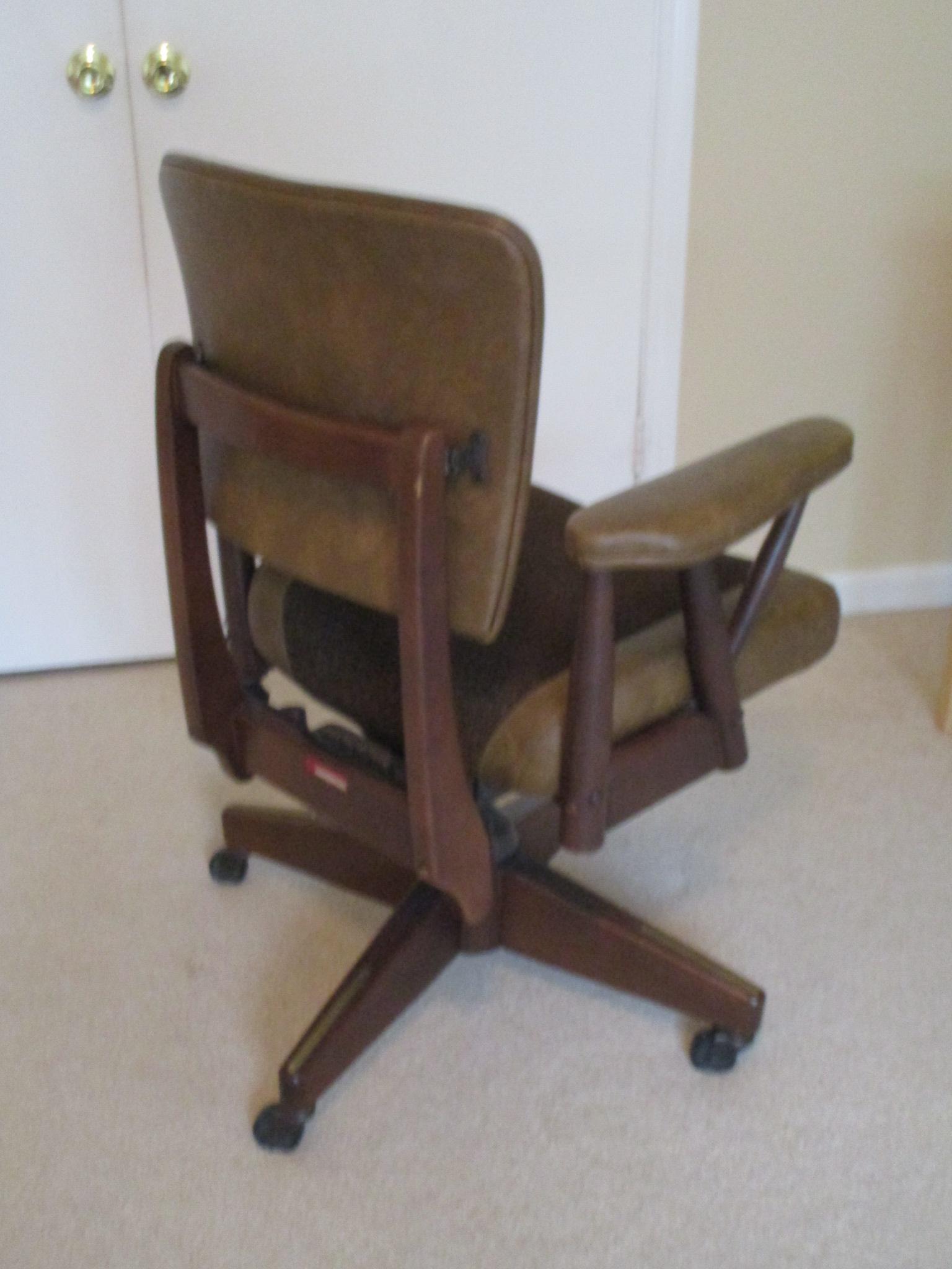 Rolling Office Chair w/ Faux Leather & Tweed Upholstery.