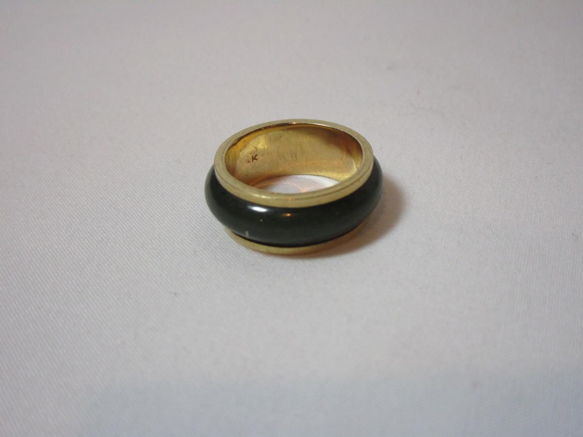 Ladies Jade & 14k Yellow Wedding Band - See Appraisal for Details