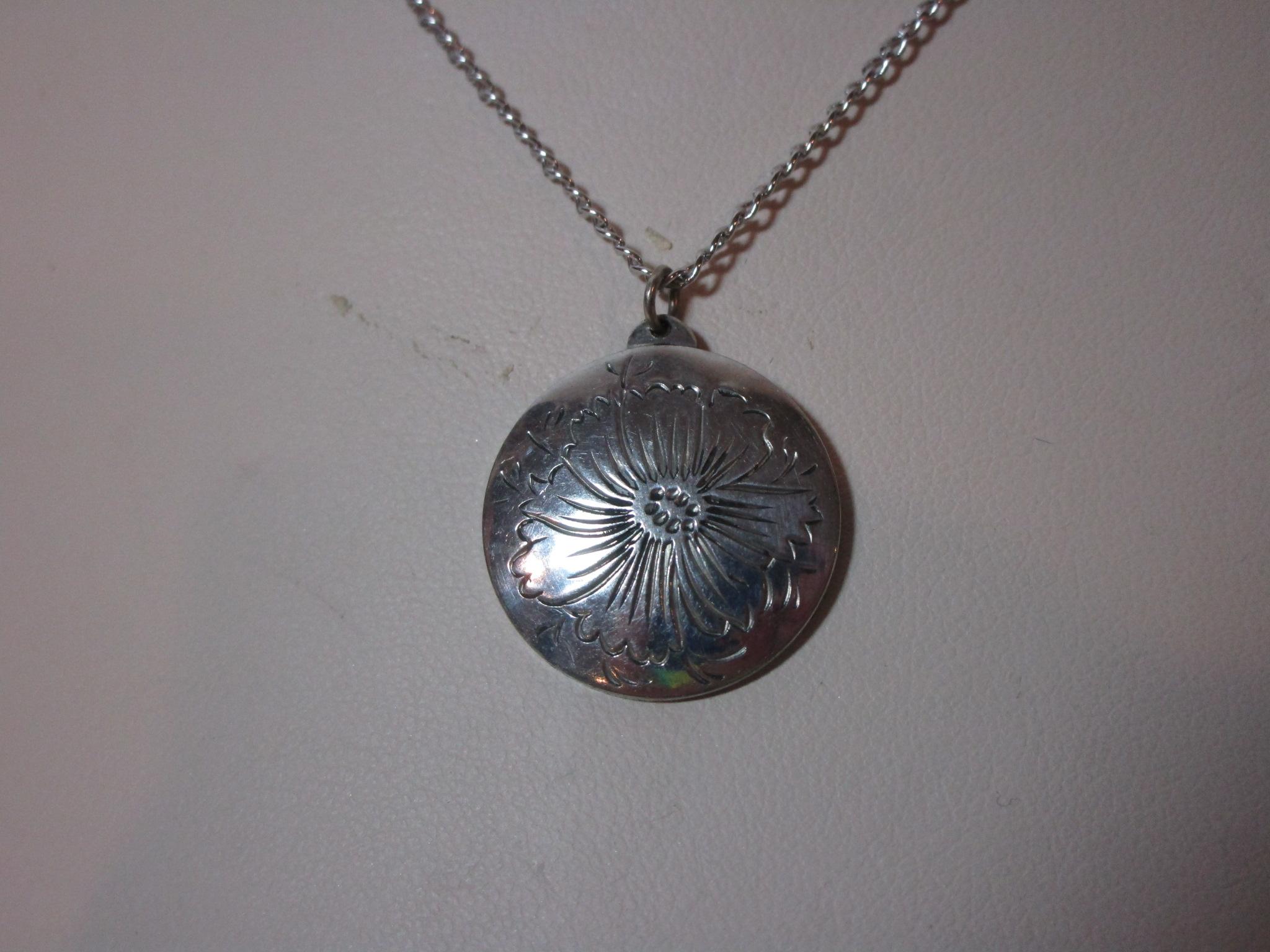 Kirk Pewter Floral Pendant on 16" Chain