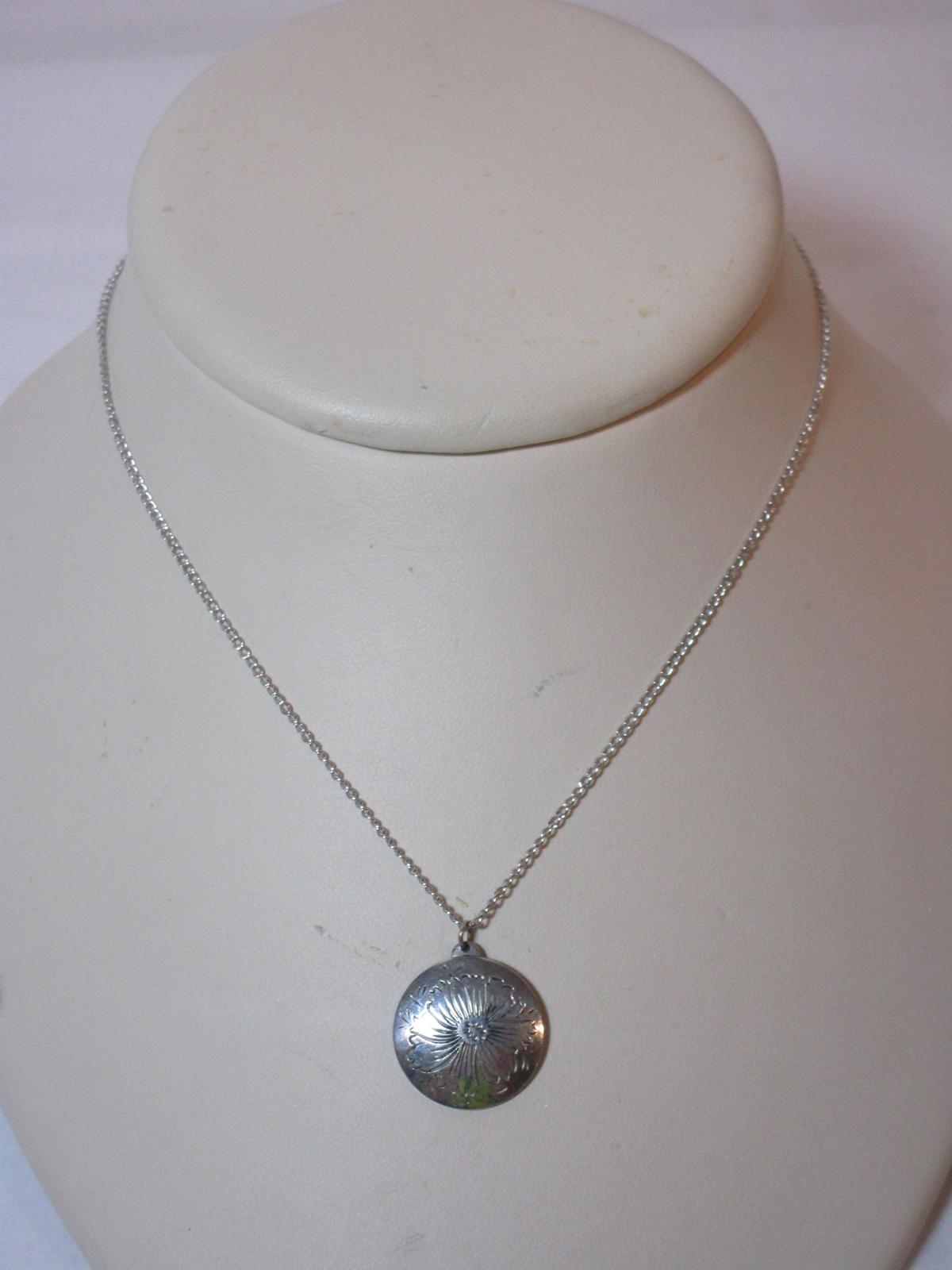 Kirk Pewter Floral Pendant on 16" Chain
