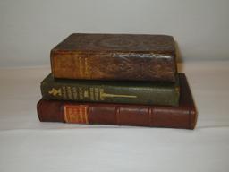 3 Vintage Books  1833 "Pilgrim Progress" Published by Andrus & Judd, Leather Bound, "Golden Treasury