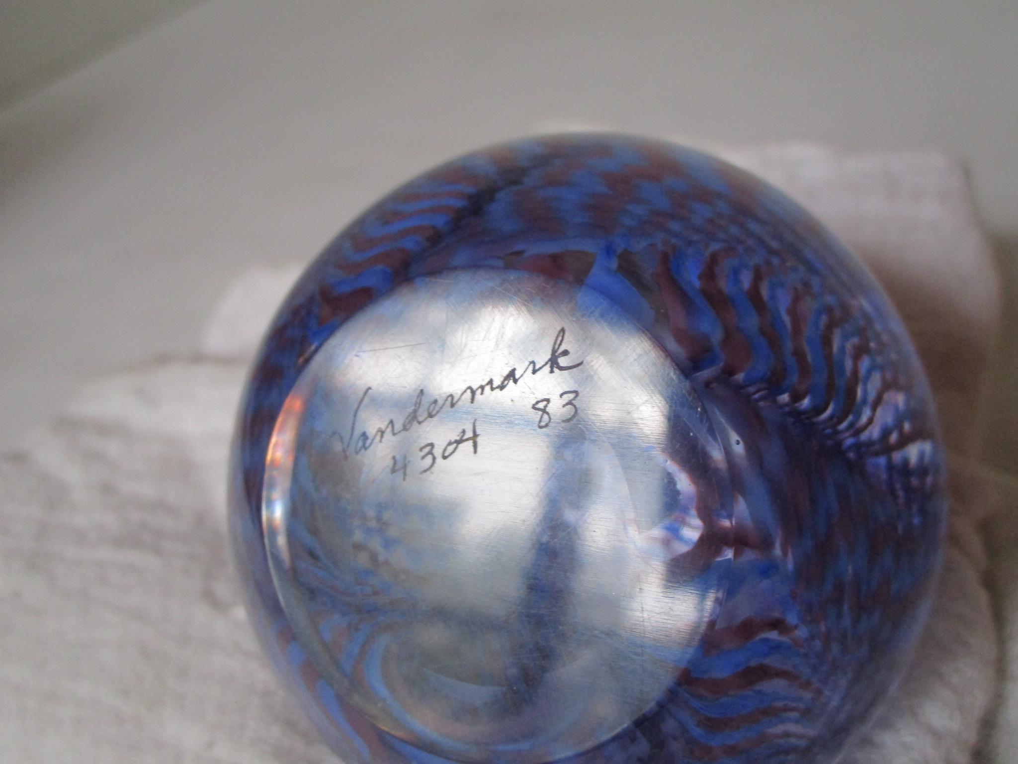 Artist Signed Art Glass Paperweight #4304 - Wavy Leaf Pattern