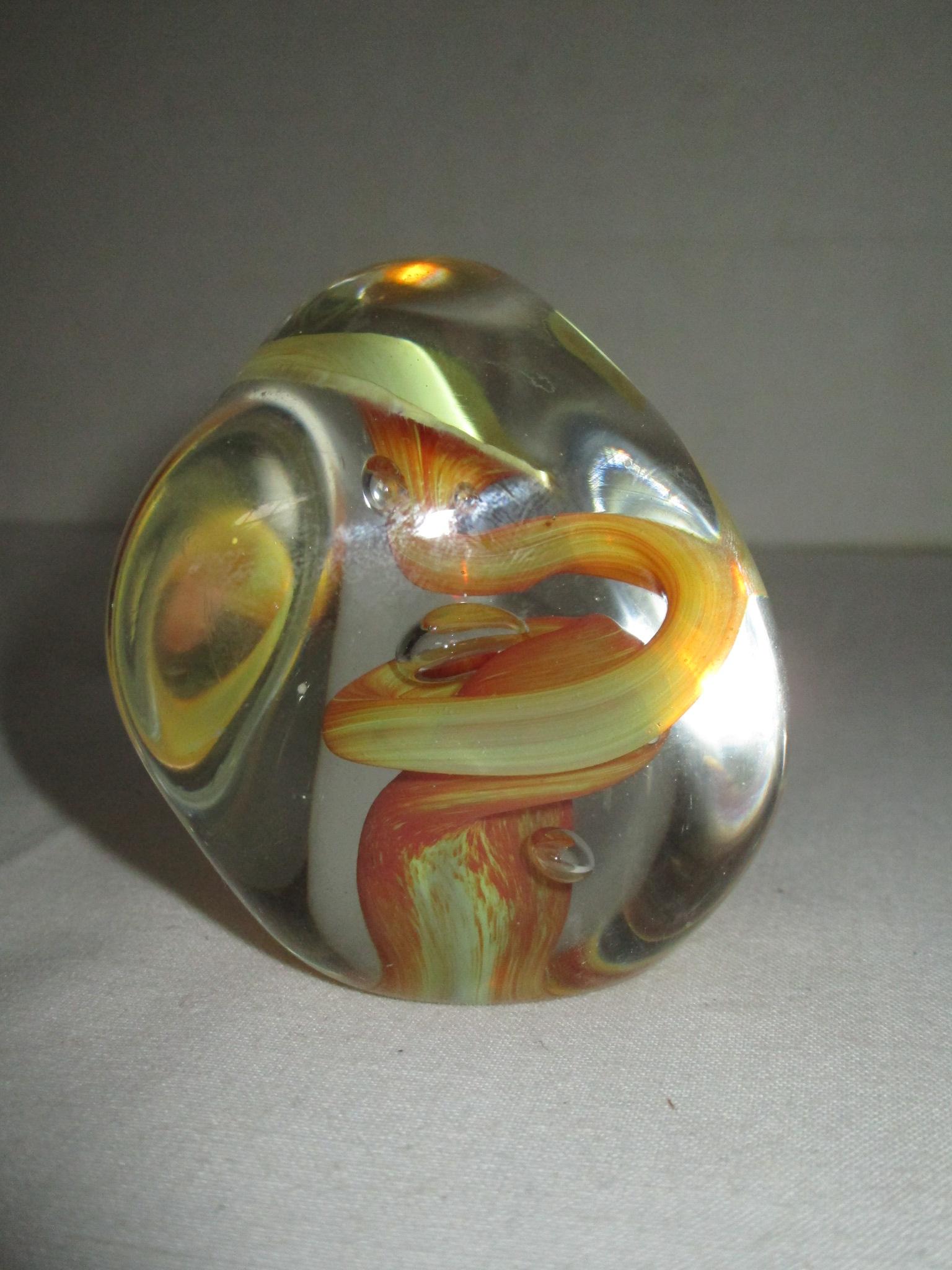 Beautiful Orange Art Glass Paperweight