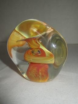 Beautiful Orange Art Glass Paperweight