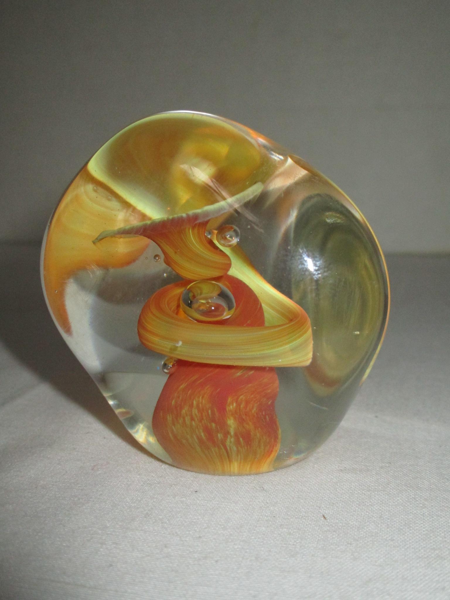 Beautiful Orange Art Glass Paperweight