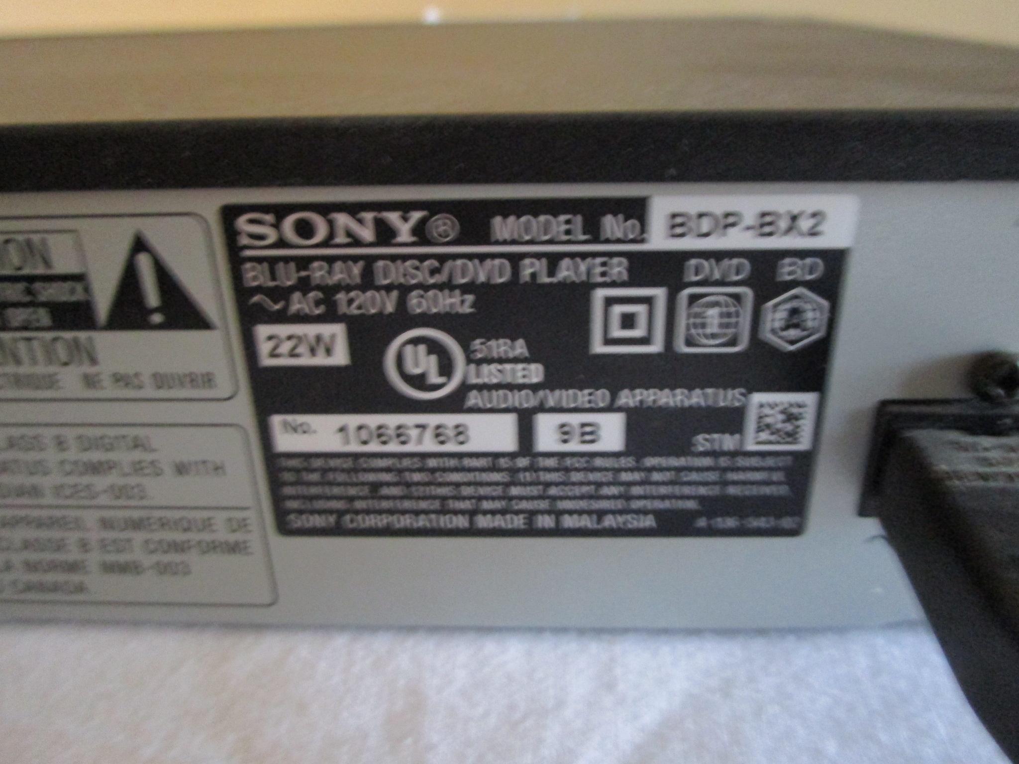 Sony Blue Ray Player - Powers on