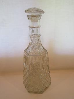 Pressed Glass Decanter with Stopper   12 1/2"