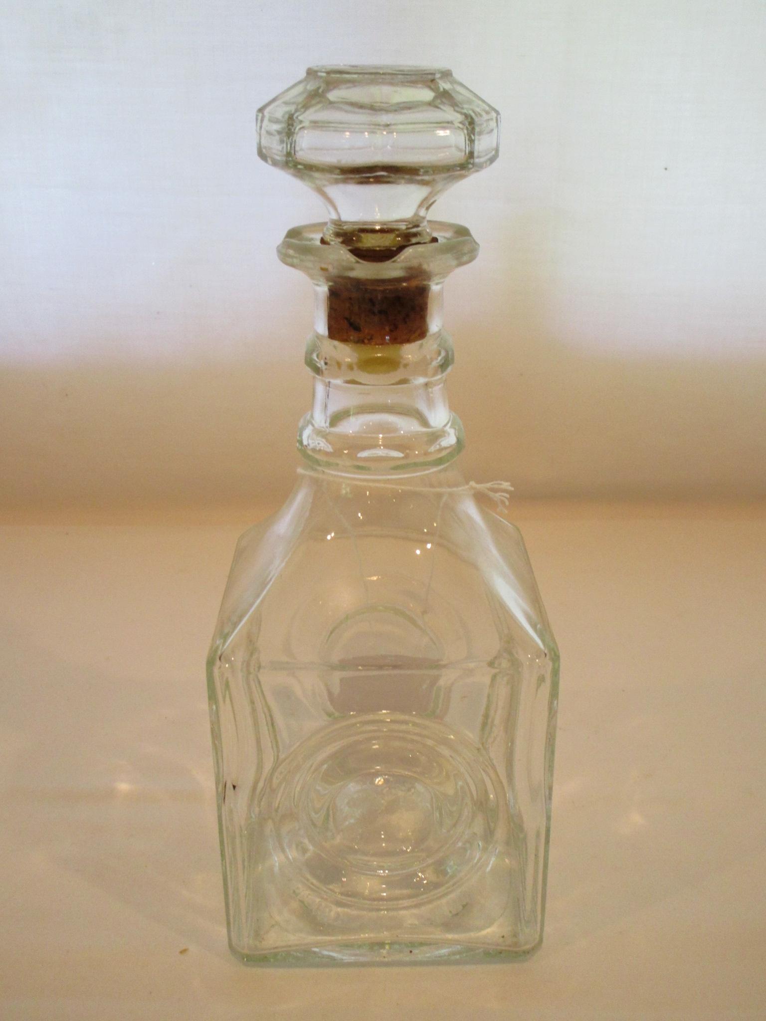 Pressed Glass Decanter with Stopper   10"