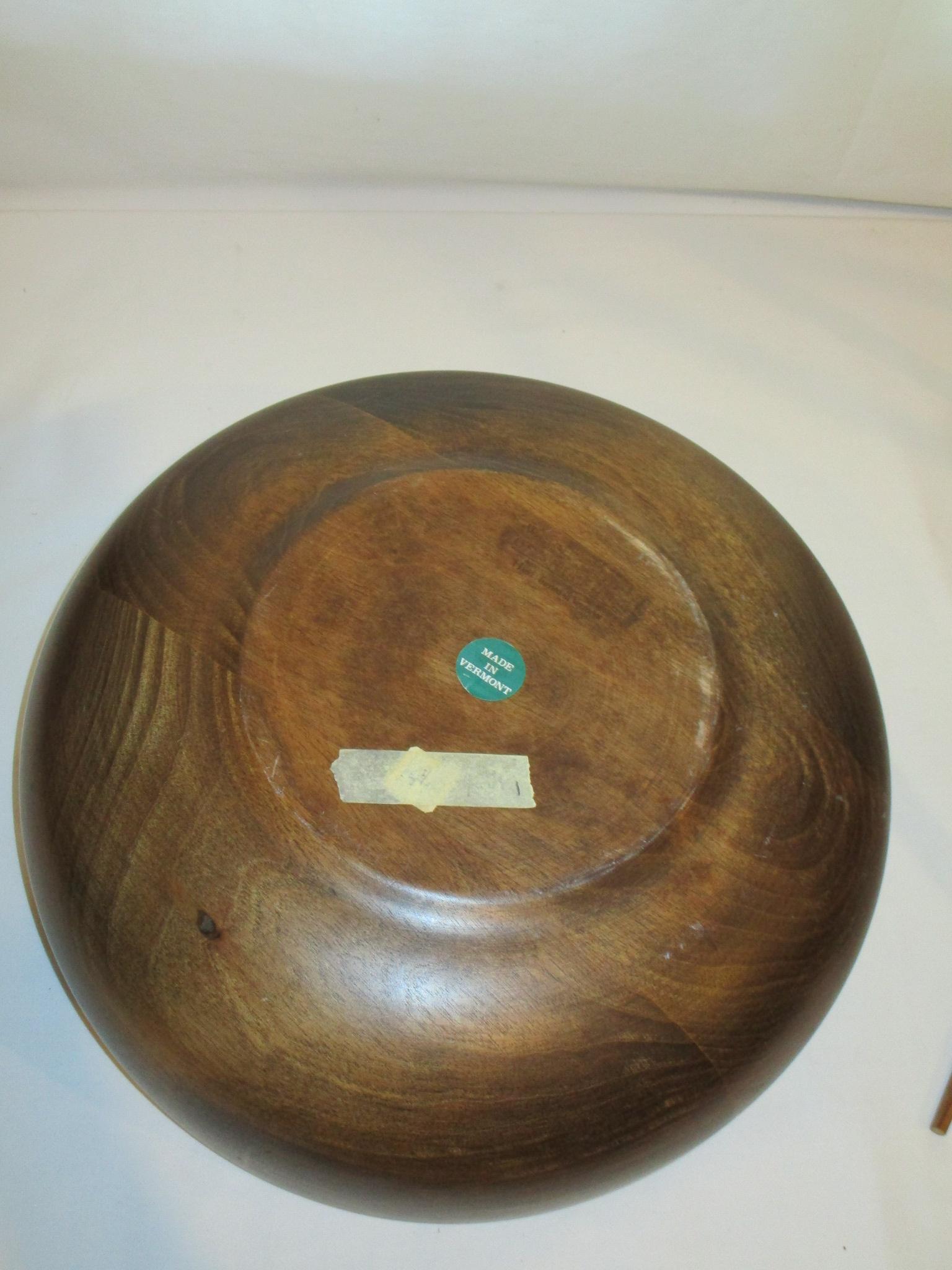 Early Wood Salad Bowl on Stand by Woodbury's of Shelburne