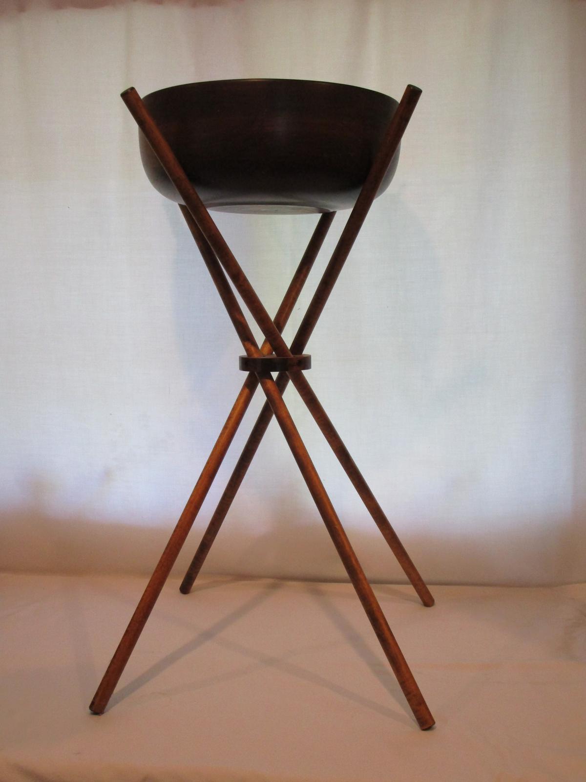 Early Wood Salad Bowl on Stand by Woodbury's of Shelburne