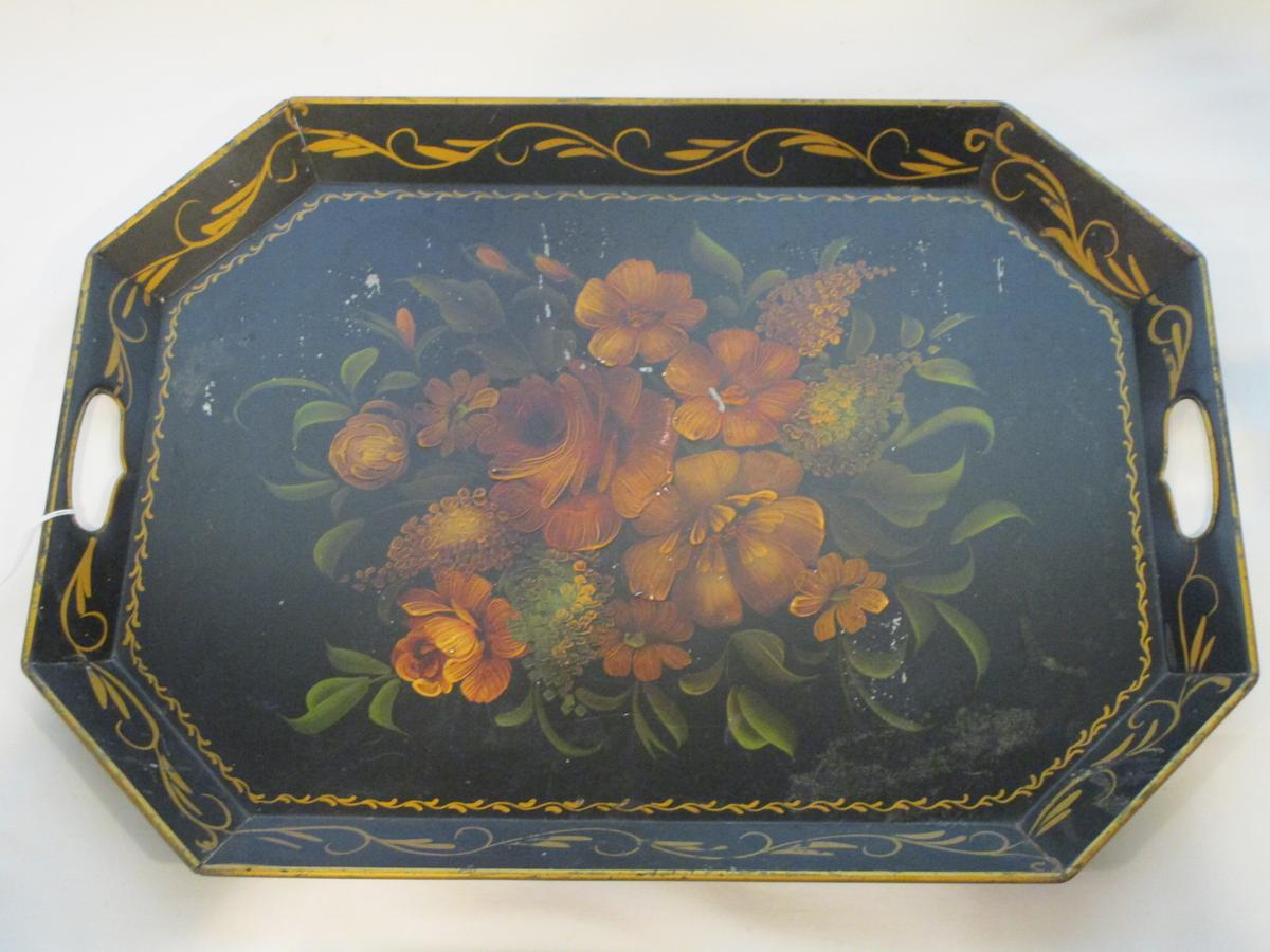 Nice Early Tole Tray   22" x 16"