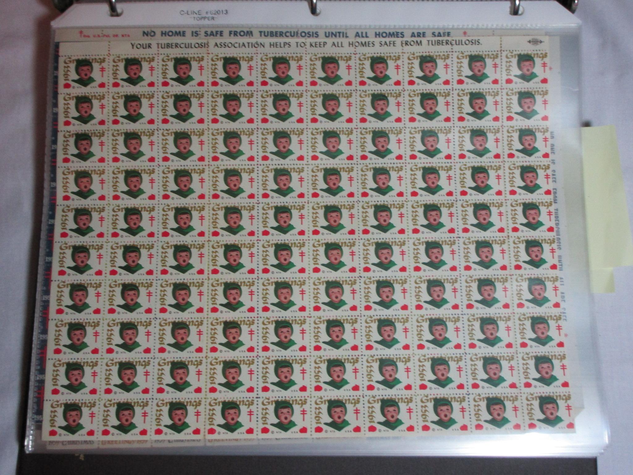 CHRISTMAS SEAL SHEETS FROM THE 1950-1980S