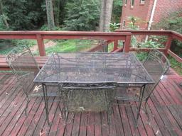 Wrought Iron Patio Table w/4 Chairs - Table Approx. 29 1/2" x 48" x 30"