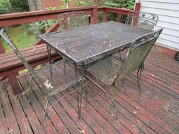 Wrought Iron Patio Table w/4 Chairs - Table Approx. 29 1/2" x 48" x 30"