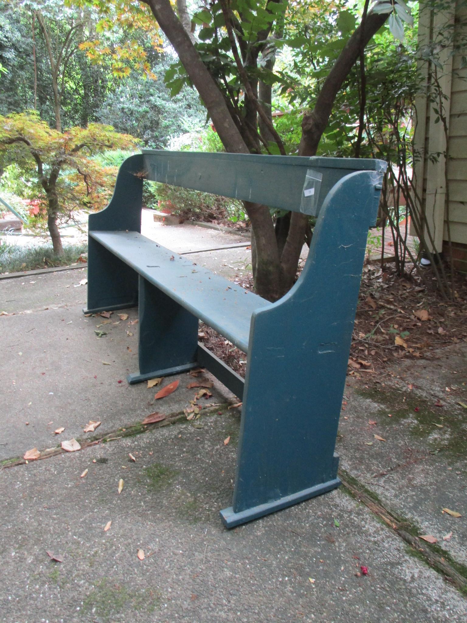 Painted Blue Wooden Garden Bench   6' 4 1/2"