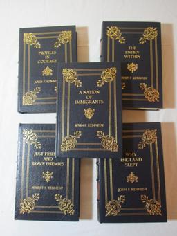 Book Lot - 5 Collector's Edition Leather Bound Books - John F. Kennedy &