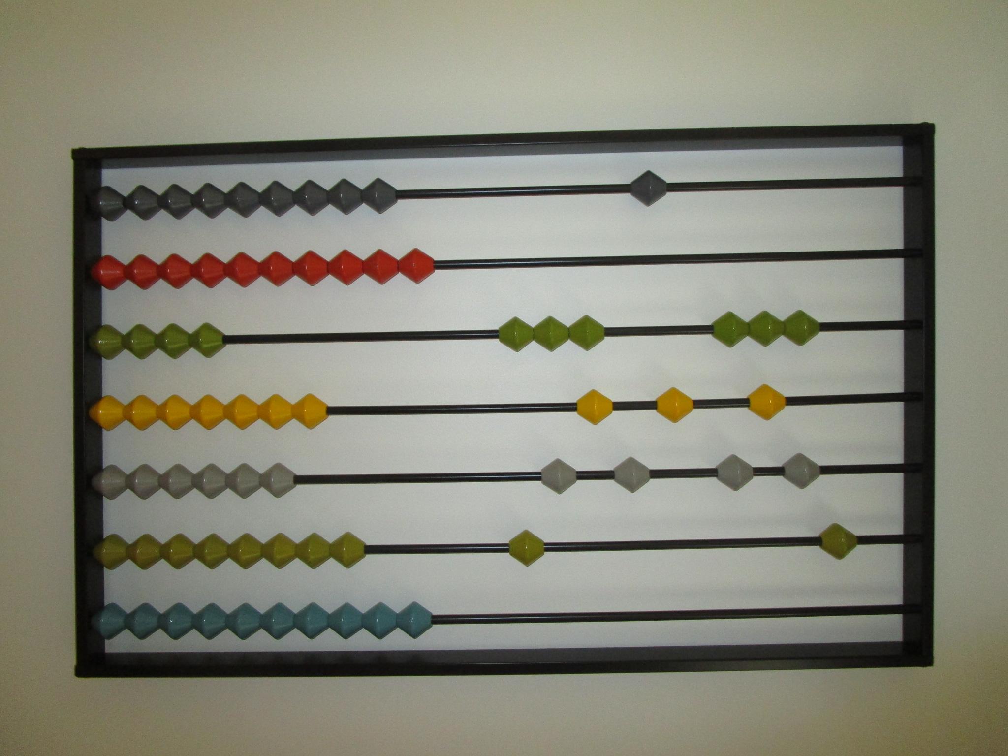 Abacus 21 1/2" x 36" Metal Frame w/Multi Colored Wooden Beads